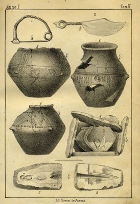 Urnen und Grabbeigaben aus Campo Pianelli di Bismantova (RE)
