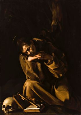 Michelangelo Merisi, detto Caravaggio - Saint François en méditation