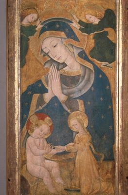 Matteo da Campli - Von zwei Engeln gekrönte Madonna und mystische Hochzeit der Heiligen Katharina