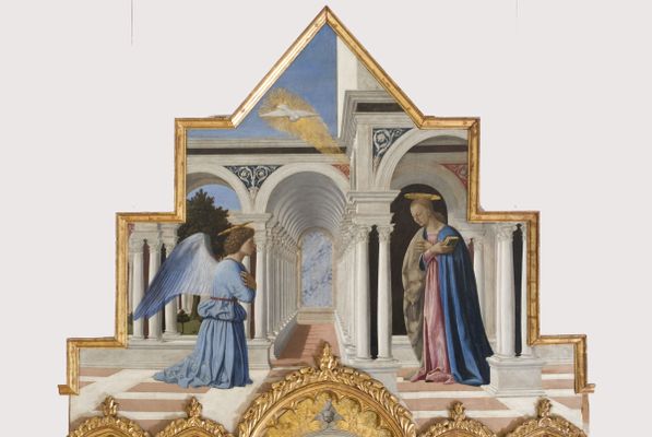 Piero della Francesca - Polyptych of Sant'Antonio detail of the cymatium