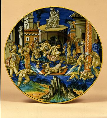 Francesco Xanto Avelli - Plate with the flood of the Tiber