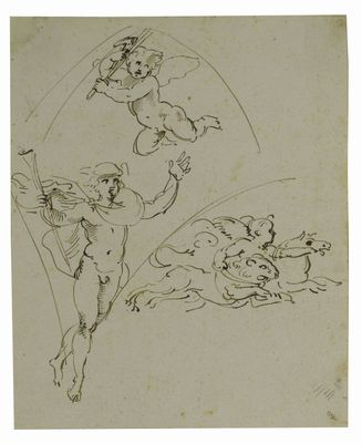 Giuseppe Bossi - Estudio para un penacho en la copia Farnesina de Rafael