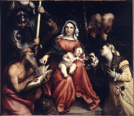 Lorenzo Lotto - Mystische Hochzeit der Heiligen Katharina und Heiligen