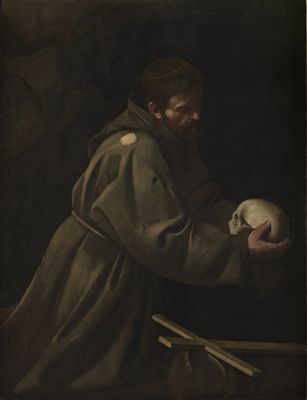 Michelangelo Merisi, detto Caravaggio - Saint François en méditation