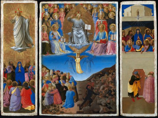 Beato Angelico - Triptych with Ascension, Last Judgment, Pentecost