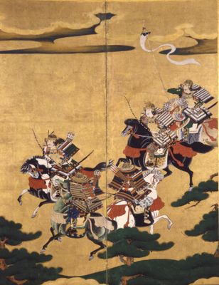 Screen with scenes from the Genpei war
