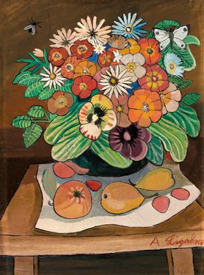 Antonio Ligabue - Vaso con fiori