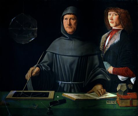 Jacopo de Barbari - Porträt von fra luca Pacioli mit einer Schülerin