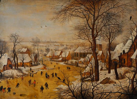 Pieter Brueghel, detto il Giovane - Paesaggio invernale con pattinatori e trappola per uccelli