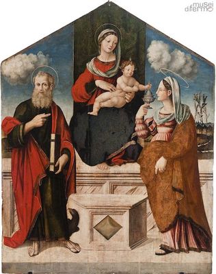 Vincenzo Pagani - Madonna in trono con il Bambino e i santi Giovanni Evangelista e Maria Maddalena
