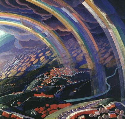 Gerardo Dottori - Paesaggio con tre arcobaleni visto dall'alto