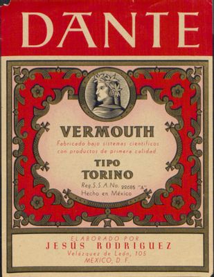 Dante label, Turin type Vermouth