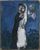 Marc Chagall - Das Brautpaar auf blauem Hintergrund