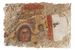 Fragment of wall painting with a virile head and ancient South Arabian inscription: banquet scene